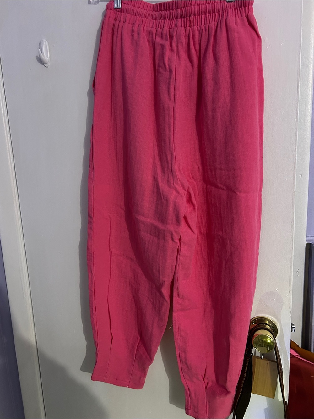 Women's Pink Elastic-Waist Track Pants